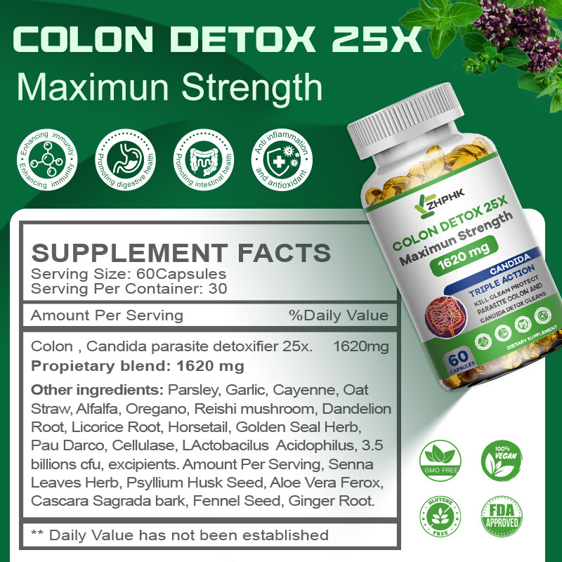 Remove Parasite ANTI PARASITE & CANDIDA DETOX Body Cleanse ULTRA FLASH COLON 60 gallery