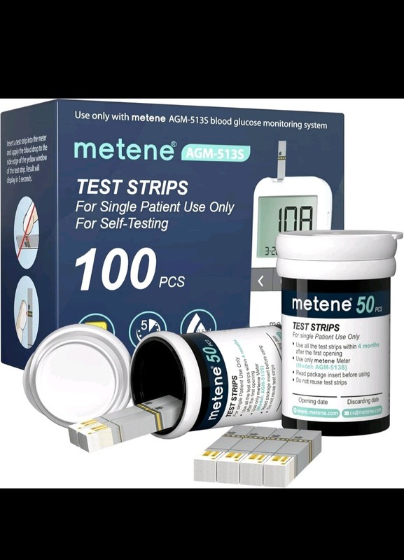 Metene AGM-513S Test Strips for Diabetes, 100 Count 100 Count(Pack of 1)