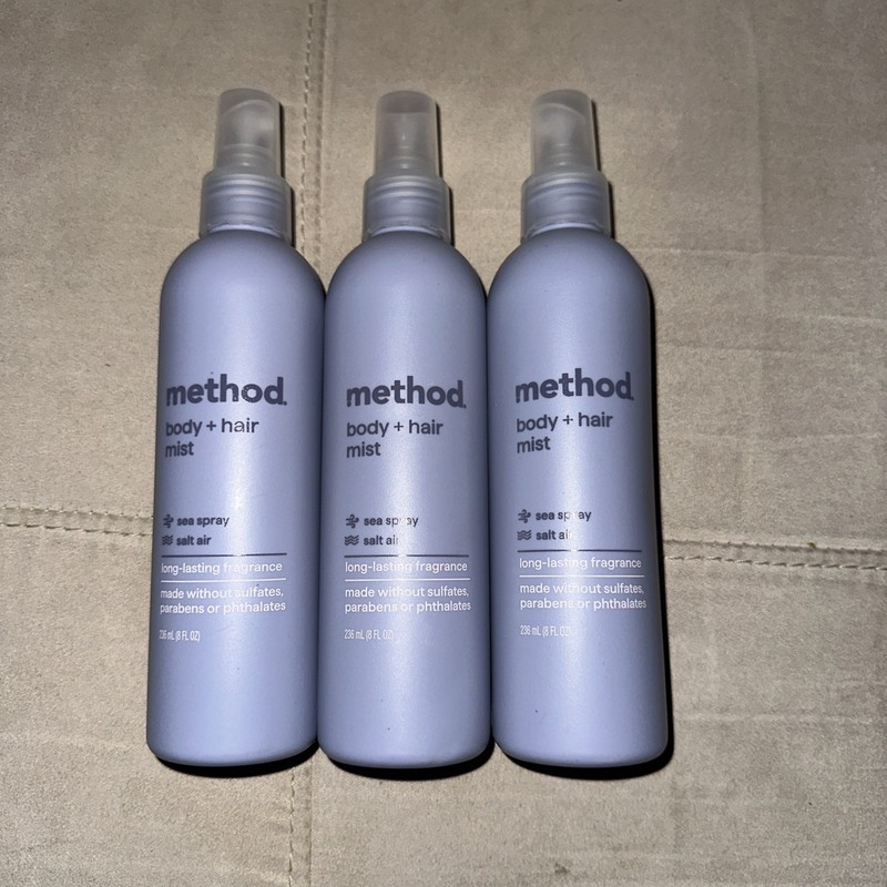 Method Body + Hair Mist Sea Salt Spray for All Hair Types 8 oz Pack of 3