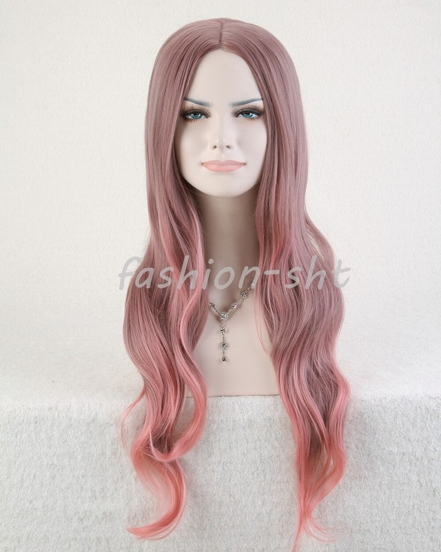 Light Pink to Purple Wigs Long Fluffy Curly Wavy Hair Wigs for Women Cosplay Wig gallery