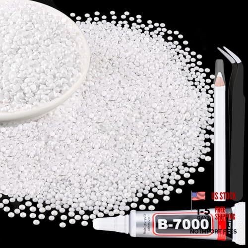 6000Pcs Resin Jelly Rhinestones with 1Pcs 10ml B7000 3mm A10-White with Glue