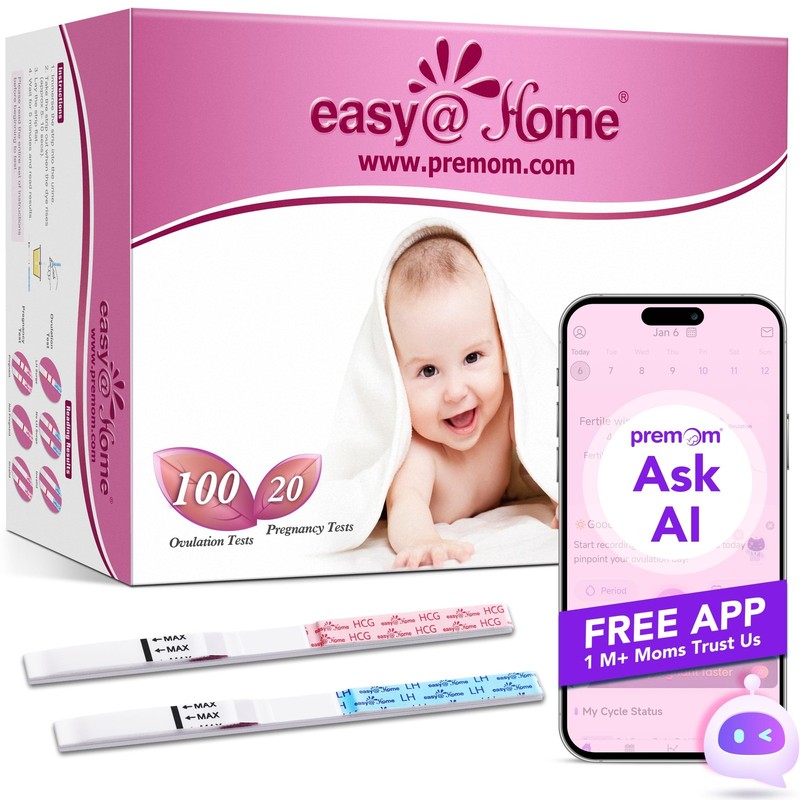Ovulation & Pregnancy Test Strips Combo 100LH 20HCG Easy@Home EasyHome Package