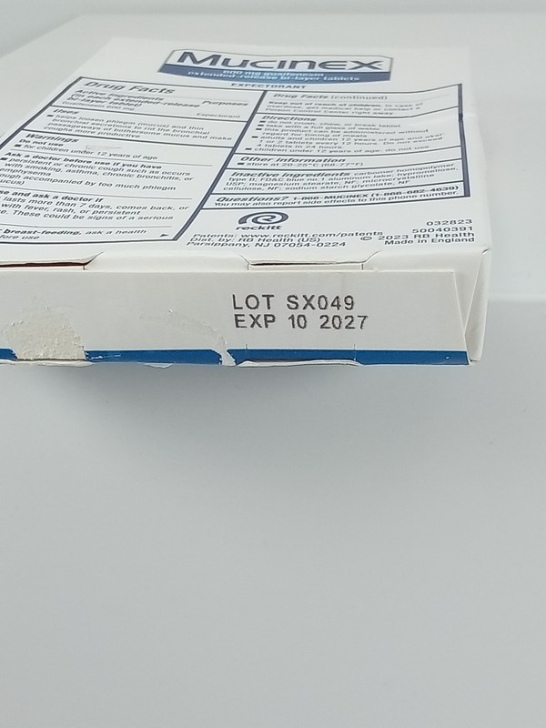 MUCINEX 20 EXTENDED RELEASE BI-LAYER TABLETS BB DATE 10/2027 gallery