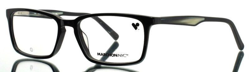 MARCHON NYC M-Moore 002 Black Mens Rectangle Full Rim Eyeglasses 55-17-145 B:35