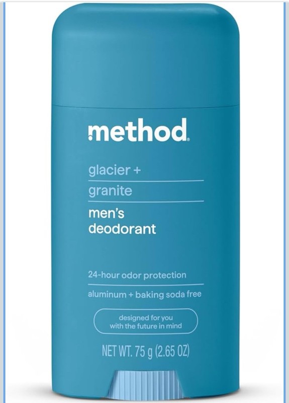 method mens deodorant Glacier & Granite 2.65 Oz Aluminum & Baking Soda Free New