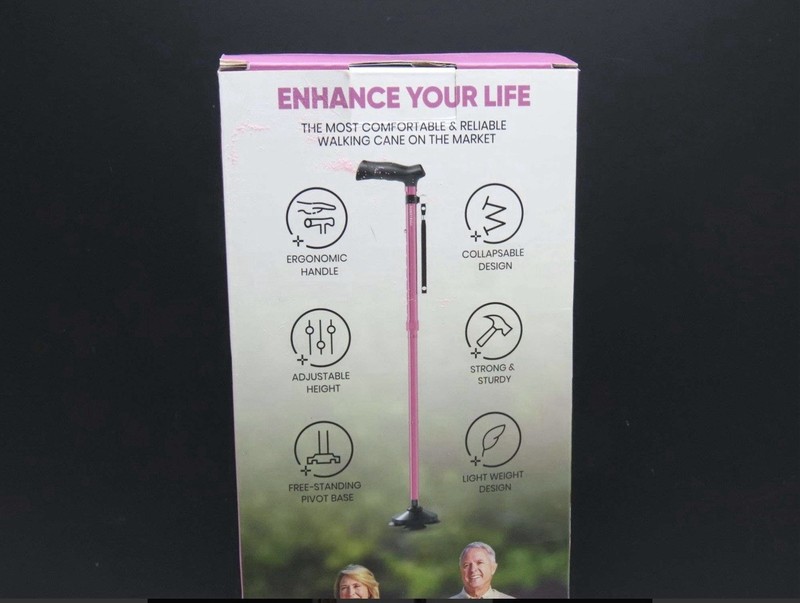 Pink HONEYBULL Walking Cane Foldable, Adjustable, Collapsible New In Box gallery