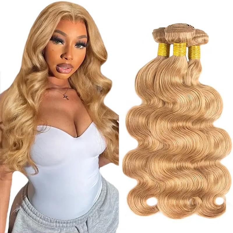 #27 Blonde Bundles Human Hair Body Wave Bundles 30 30 30 Inch Unprocessed Brazil