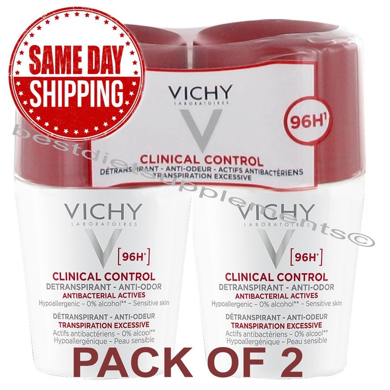 2 X Vichy Clinical Control Deodorant & Antiperspirant 96 hour NEW