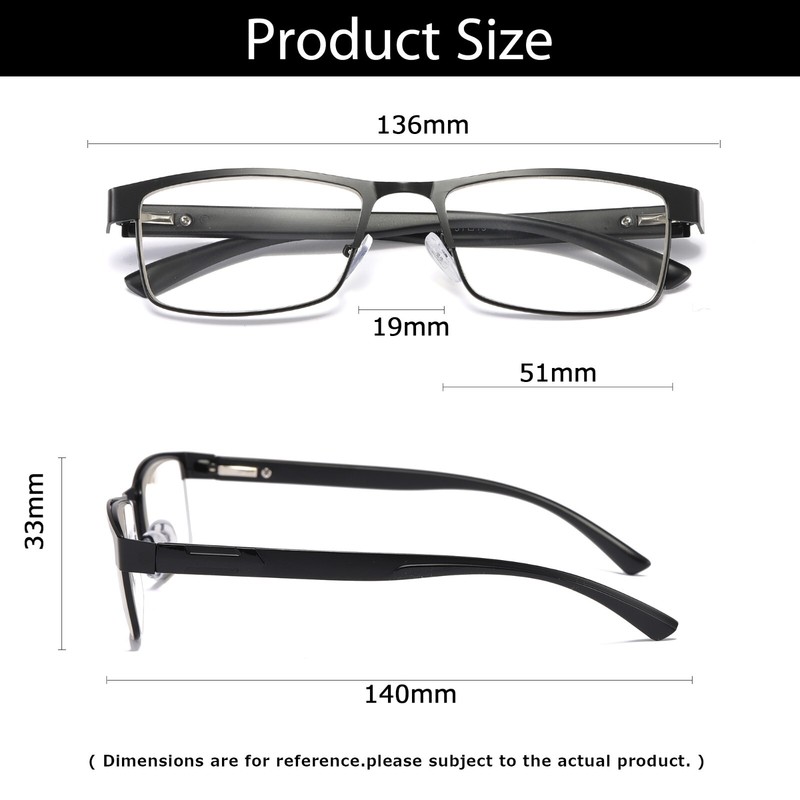 4 PK Mens Rectangular Blue Light Blocking Reading Glasses Spring Hinge Readers gallery