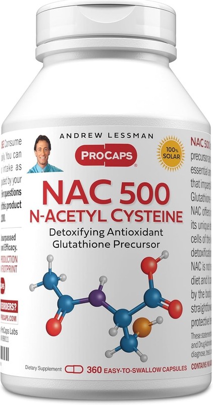 ANDREW LESSMAN NAC-500 N-Acetyl Cysteine 360 Capsules – Helps Combat Daily Ons