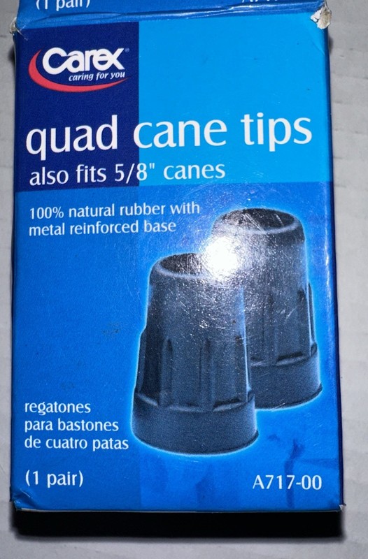 Carex Quad Cane Tips Also Fits 5/8 Inches Canes Large Metal Reinforced Base 2ct gallery