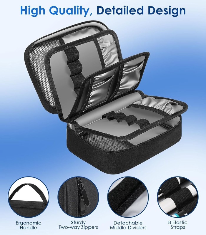 Large Black Insulin Cooler for Travel - 8-Pen Storage with Ice Packs Included gallery