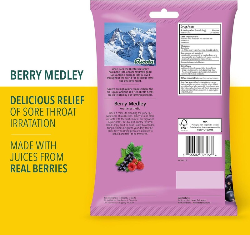 Ricola Berry Medley Throat Drops, 45 Count, Delicious Relief & 45 gallery