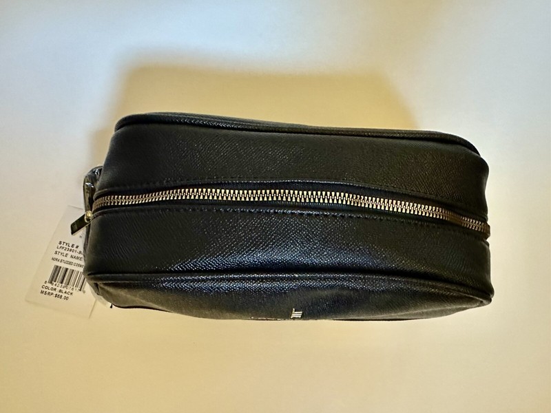 London Fog Cosmetic / Toiletry Bag Black With Studs + Protective Bag Travel gallery