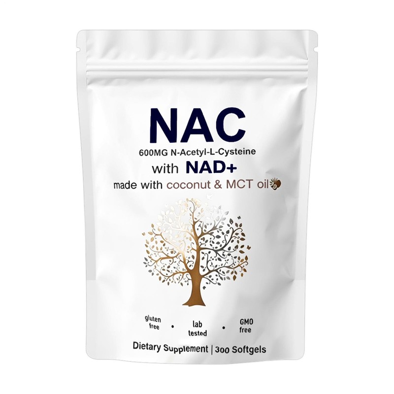 NAC 600mg with NAD+, 300 Coconut MCT Oil Softgels | N Acetyl L Cysteine 1 Pack