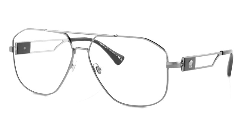 New VERSACE Aviator Eyeglasses MOD. 1287 1001 59-13 145 Gunmetal & Black Frames