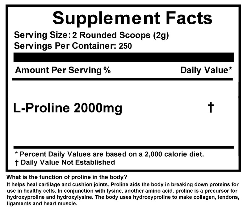 L-Proline Powder 17.63 OZ (1.1lb) USP Pharmaceutical By FDC Nutrition gallery