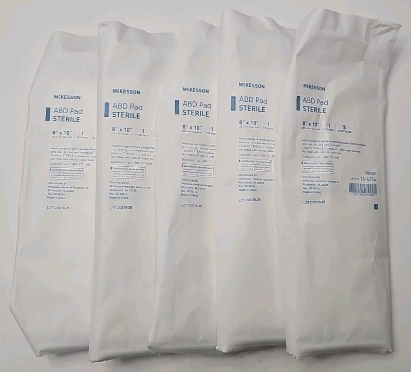 McKesson Abdominal ABD Pads Gauze Bandage Pads 8″ X 10″ Sterile 16-4254 | 5 Pack