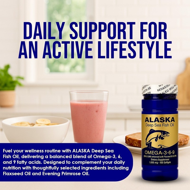 NCB Alaska Deep Sea Fish Oil Omega 3 6 9 , 100 Softgels Support Heart Health gallery