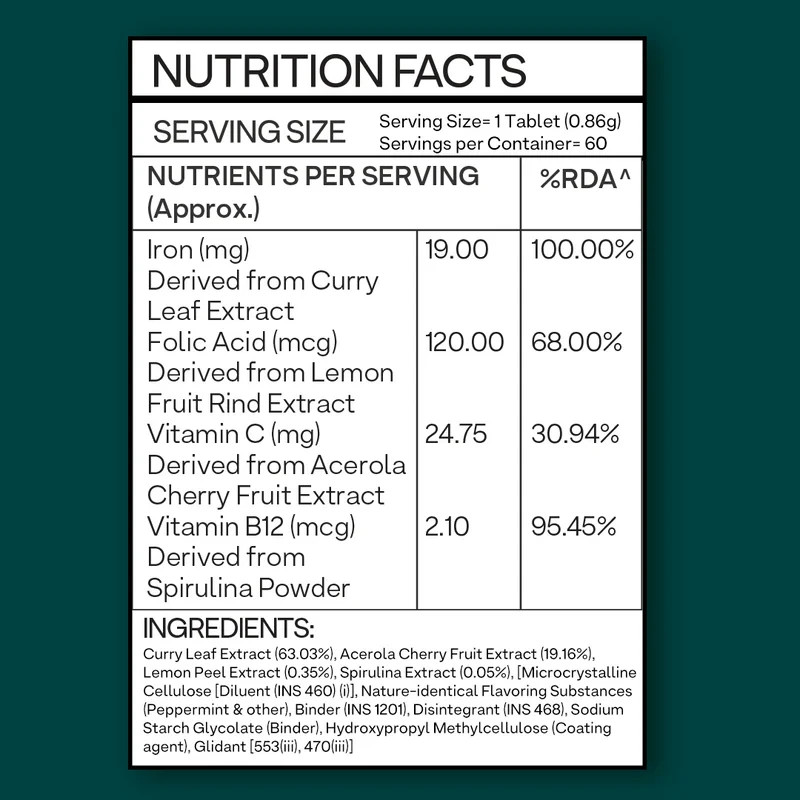 2 x OZiva Iron Folic Acid + Vitamin For Healthy Hemoglobin & Energy, 120 Tablets gallery