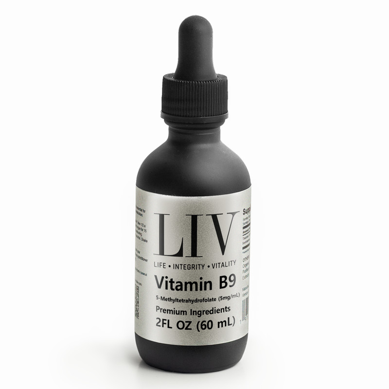Vitamin B9 Folic Acid Liquid | 5-MTHF • 5,000mcg • 60 Servings • 2oz