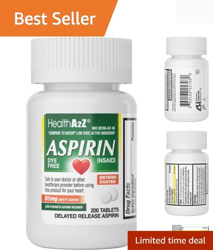 200 Count Dye Free Aspirin Tablets – 81 mg for Gentle, Long-Term Pain Management