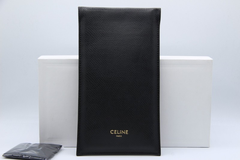 NEW CELINE BLACK LEATHER POUCH CLOTH BOX AUTHENTIC CASE EYEGLASSES EYEGLASSES gallery