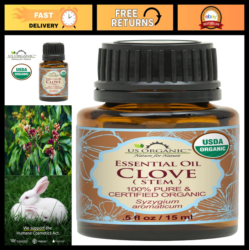 100% Pure Clove Stem Essential Oil – USDA Organic, Steam Distilled, 15ml, Aromat