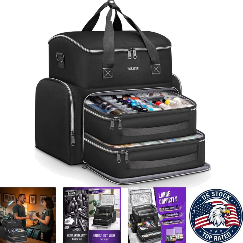 Spacious Tattoo Carrying Case with Removable Pouches for Artists on the Go