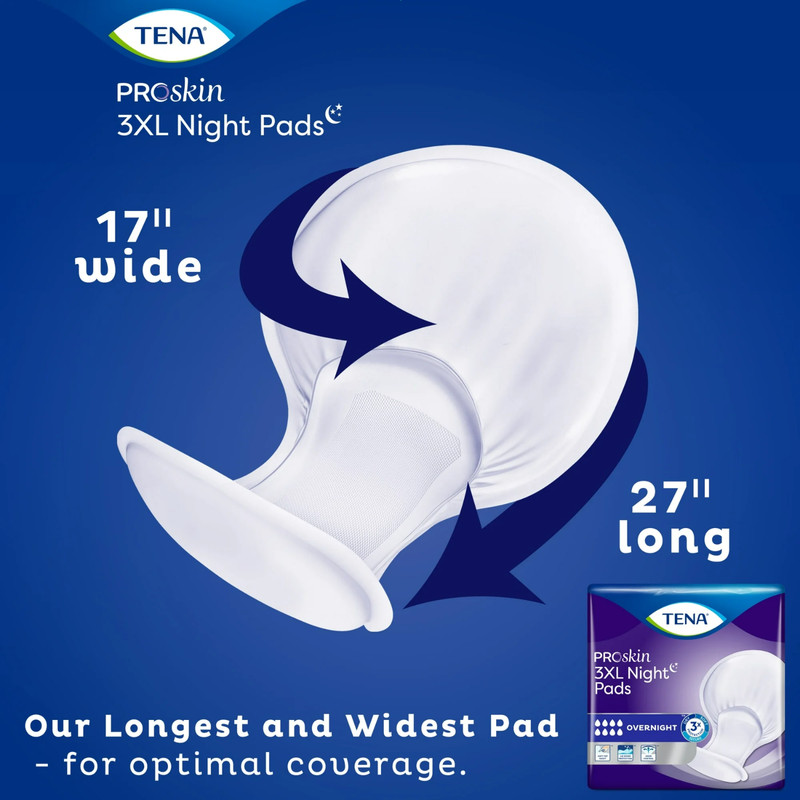 Tena ProSkin 3XL Incontinence Pads for Women & Men, Overnight Absorbency, 24 Ct gallery