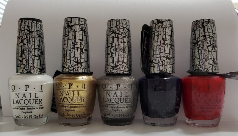 OPI Shatter Polish-White, Red, Gold, Silver, Navy Color Shatter (Set of 5)