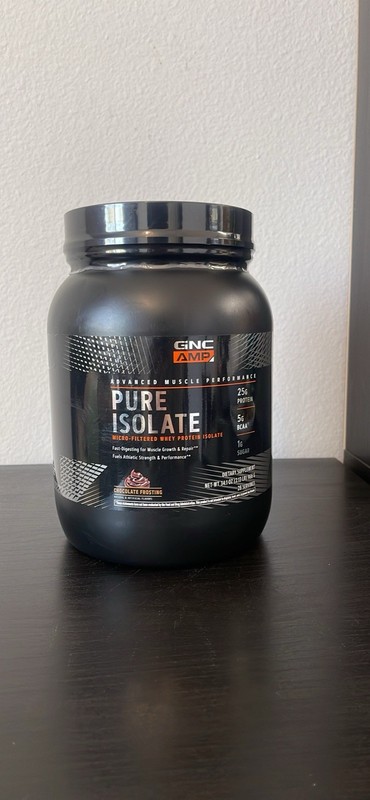 GNC AMP Pure Isolate Whey Protein Chocolate Frosting 2.13 lb Gluten-Free