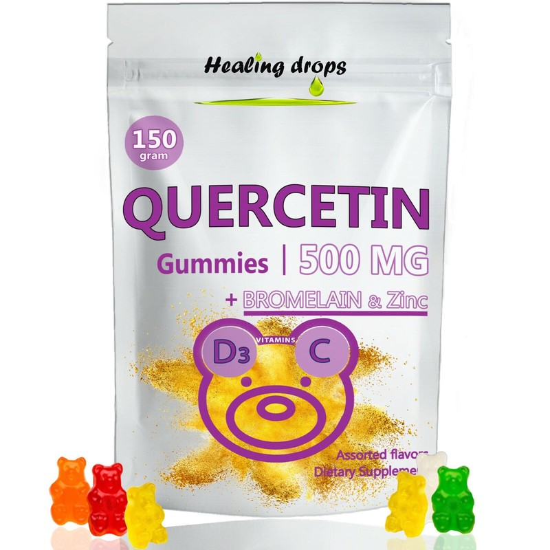 Quercetin with Bromelain Gummies – Vitamin C + Zinc + Vitamin D3 – Healing Drops
