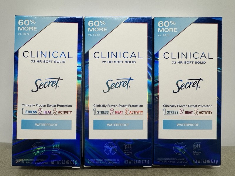 Secret Clinical Strength Antiperspirant 72Hr Waterproof Deodorant 3 Pack