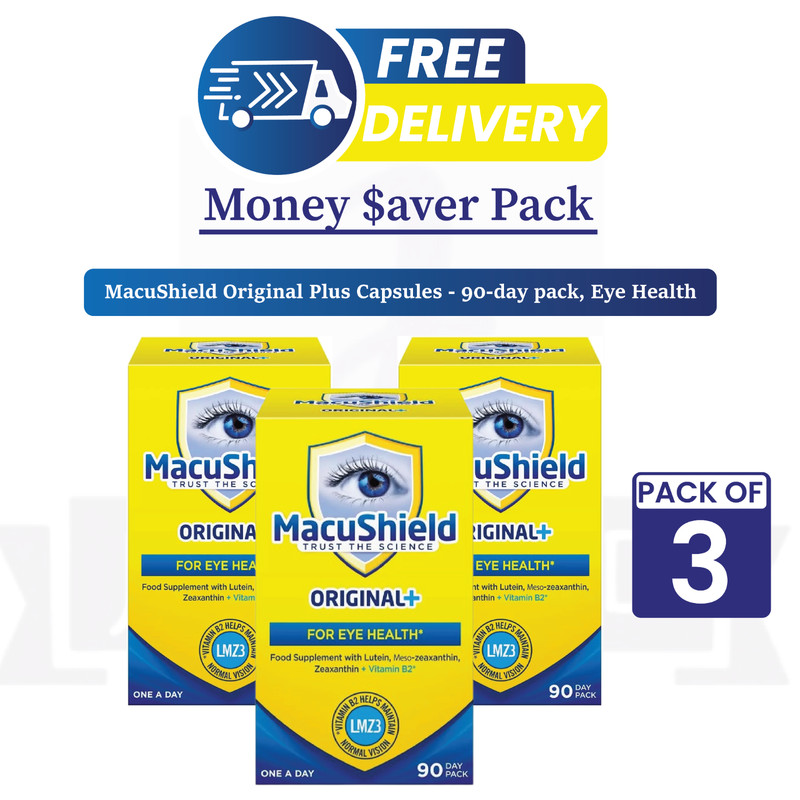 MacuShield Original Plus 90 Count Vision Support & Vitamin B2 Bundle - PACK OF 3