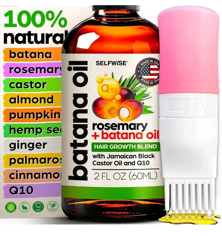 Batana Rosemary Hair Oil 60 ml – Promotes Hair Growth, Moisturizes & Strengthens