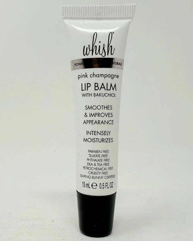 Whish Pink Champagne Lip Balm Gloss with Bakuchiol ~ 0.5oz /15ml ~ Full size NEW
