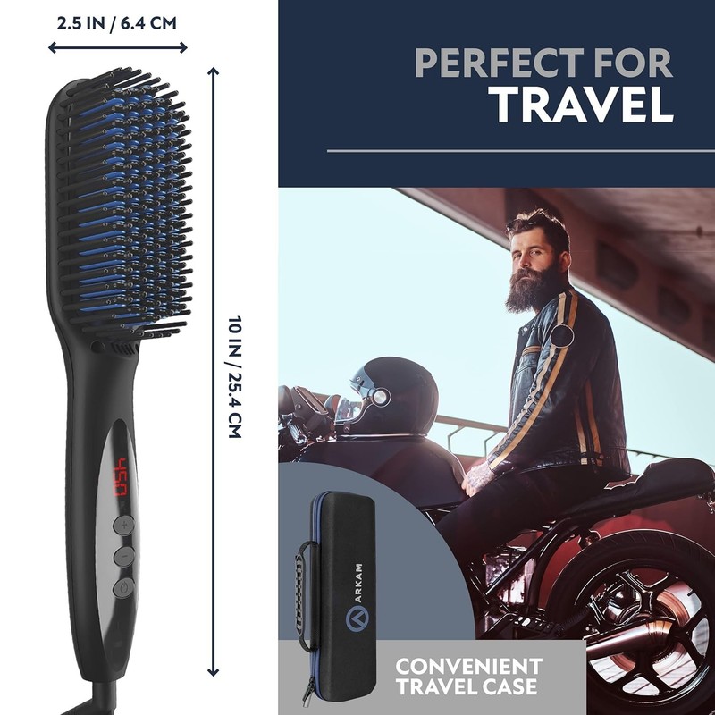 Arkam Beard Straightener for Men Premium Heated Brush Kit w/ Travel Case & Comb gallery