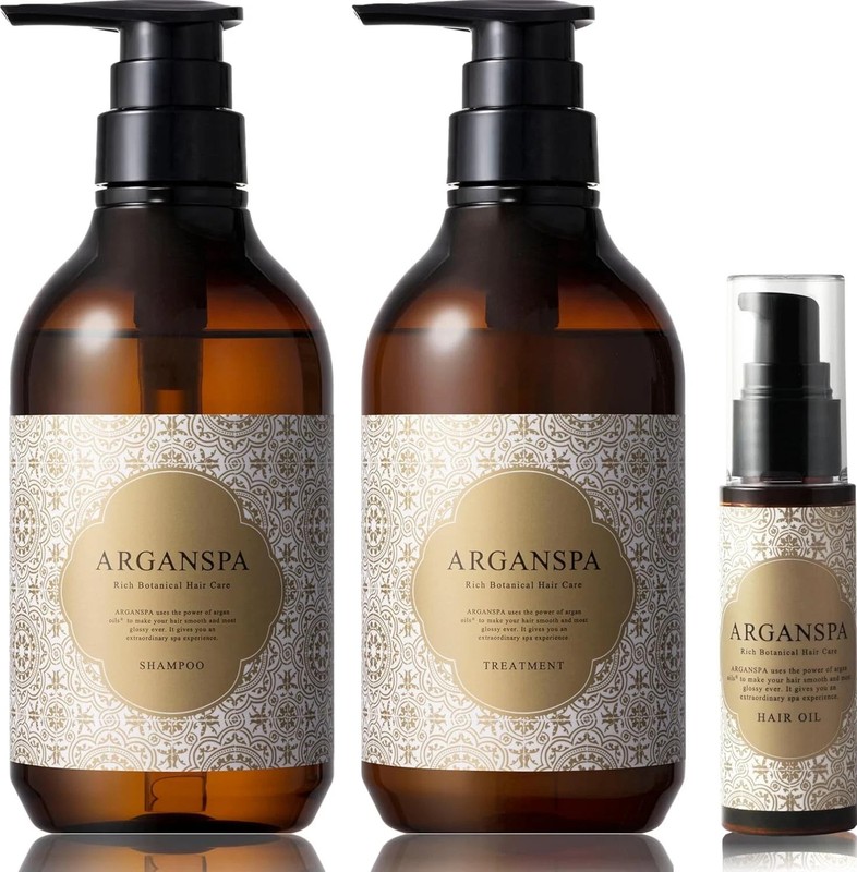 ARGANSPA Premium Hair Care Set Shampoo Treatment & Hair Oil 3pcs Japan