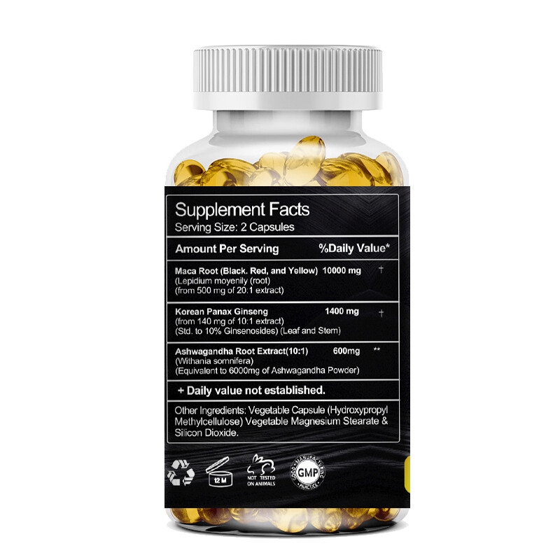 Maca Root + Ashwagandha + Korean Ginseng 12000mg, Peruvian Maca Root 120 Capsule gallery