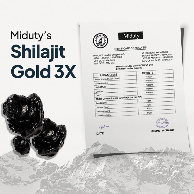 Miduty Shilajit Gold 3X Resin 500 – 1000mg | 20 grams gallery