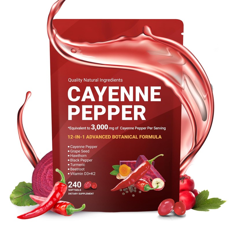 12-In-1 enhanced Botanical Formula Cayenne Pepper Seed Oil 300mg 240 Softgels