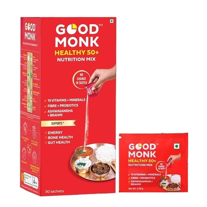 Good Monk Healthy 50+ Nutrition Mix For Seniors (Add To Food)- 15 Sachets