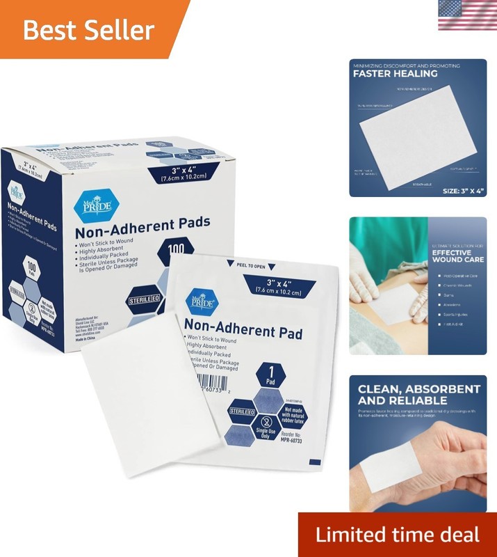 Sterile Non Stick Pads, Highly Absorbent & Painless Removal – 3×4 Inch Pack o…