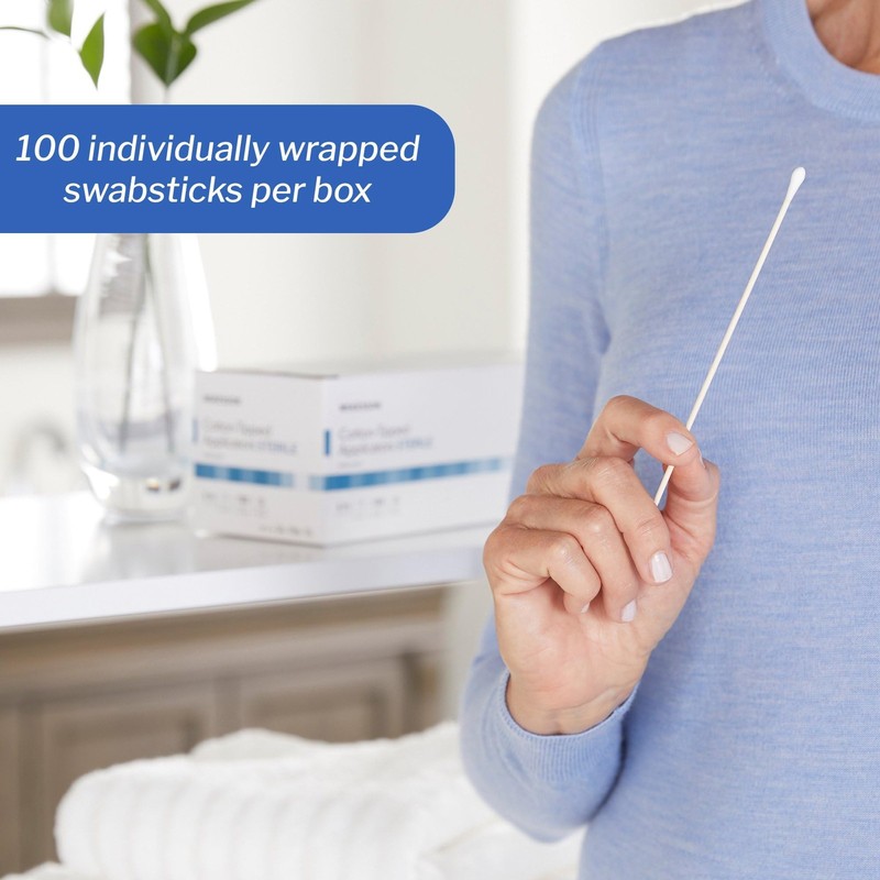McKesson Cotton Tipped Applicator, 6 in 100 Count Long Sterile Medical Swabs, gallery