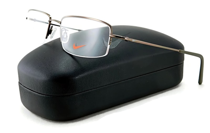 New NIKE Semi-rimless Eyeglasses | 8179 (250) – Walnut / Clear Demo Lens 55mm