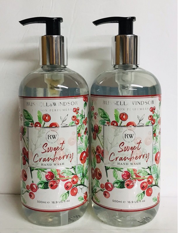2 Bottles Russell & Windsor ~ Sweet Cranberry Hydrating Hand Soap 16.9 fl oz Ea.