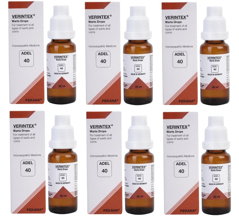 ADEL 40 Warts Drops Pack of 6 Natural Homeopathic Remedy for Skin Wellness Care