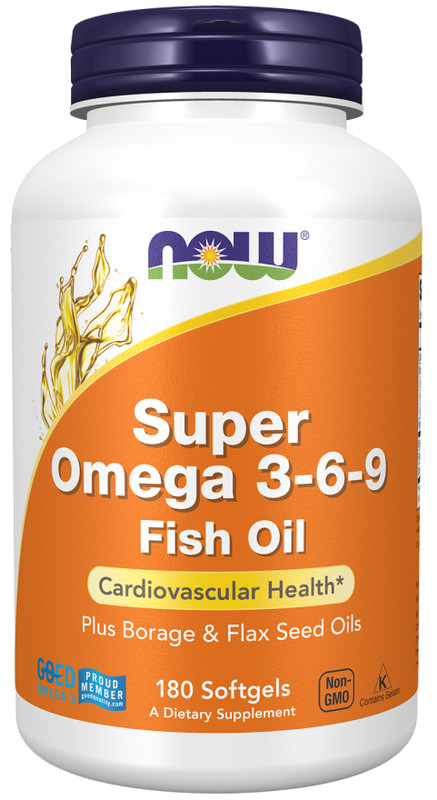 Now Foods Super Omega 3-6-9 1200 mg 180 Softgels GMP Quality Assured, Kosher