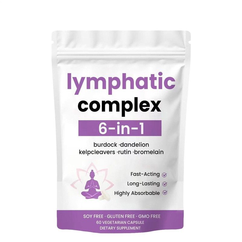 6-in-1 Lymphatic Complex Drainage Supplement Dandelion Burdock Bromelain Kelp